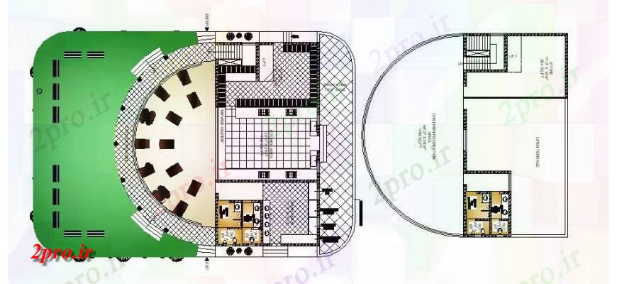 دانلود نقشه هتل - رستوران - اقامتگاه کلاسیک توزیع رستوران زیبا طرحی های 17 در 17 متر (کد114699)