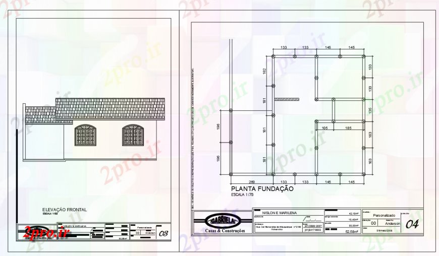 دانلود نقشه مسکونی ، ویلایی ، آپارتمان ساده خانه طرحی و نمای جزئیات 7 در 8 متر (کد114702)