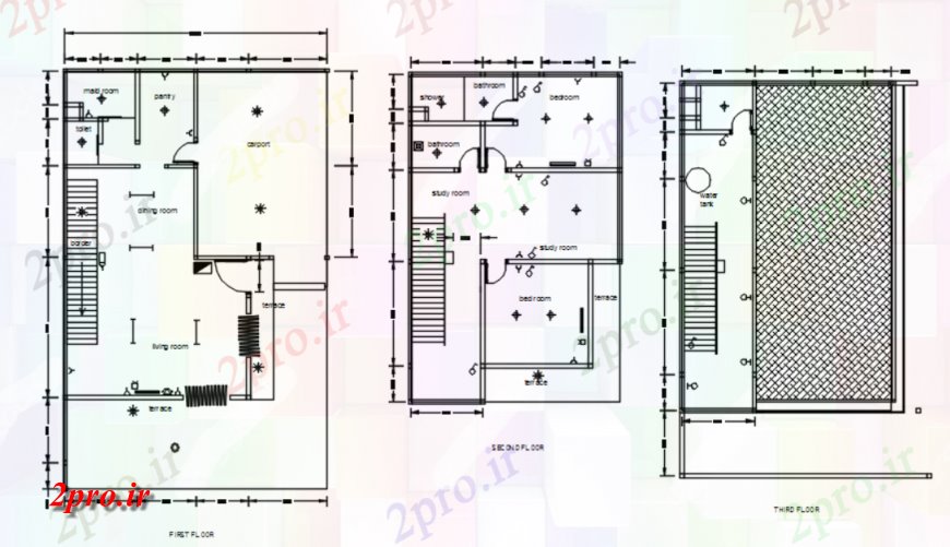 دانلود نقشه جزئیات پروژه های معماری عمومی  یک خانه عمومی (کد114721)
