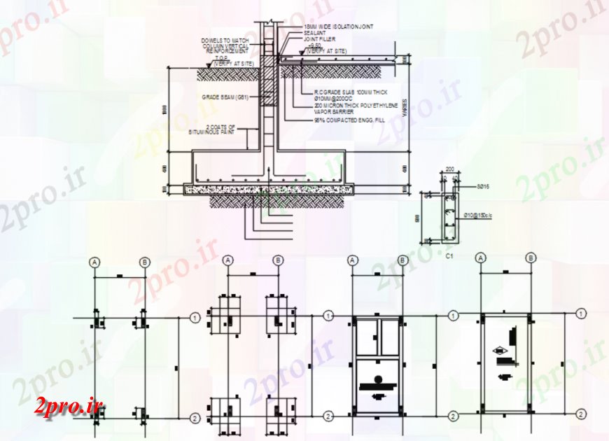 دانلود نقشه طراحی جزئیات ساختار  از جزئیات ساختاری خانه گارد (کد114730)