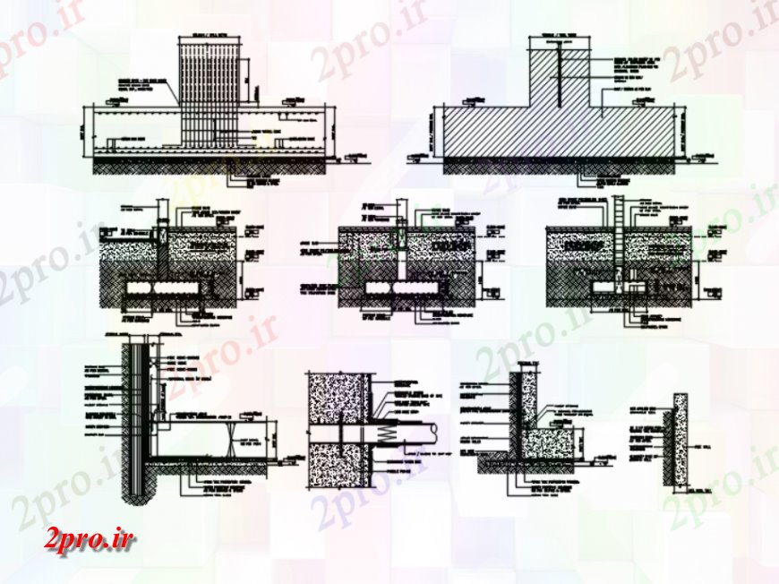 دانلود نقشه جزئیات پله و راه پله   از جزئیات به طور کلی برای ساختار بتن  (کد114734)