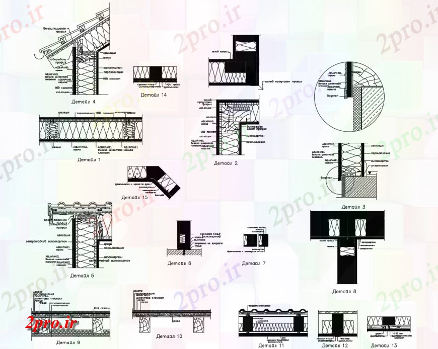 دانلود نقشه جزئیات ساخت و ساز بخش دیوار و ساخت و ساز با  سقف طراحی جزئیات  (کد114739)