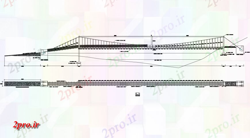 دانلود نقشه جزئیات ساخت پل طولانی فضایی بخش پل بتنی و ساخت و ساز طراحی جزئیات  (کد114740)