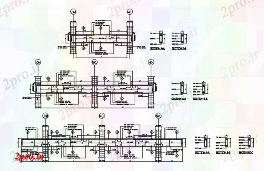 دانلود نقشه طراحی جزئیات ساختار   از جزئیات دو بعدی  کلی برای یک سازه بتنی (کد114747)