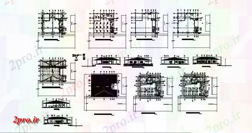 دانلود نقشه هتل - رستوران - اقامتگاه طرحی طبقه و نما خانه کافی نت 14 در 15 متر (کد114848)