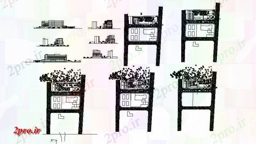 دانلود نقشه هتل - رستوران - اقامتگاه طرحی طبقه و نما هتل 42 در 115 متر (کد114857)