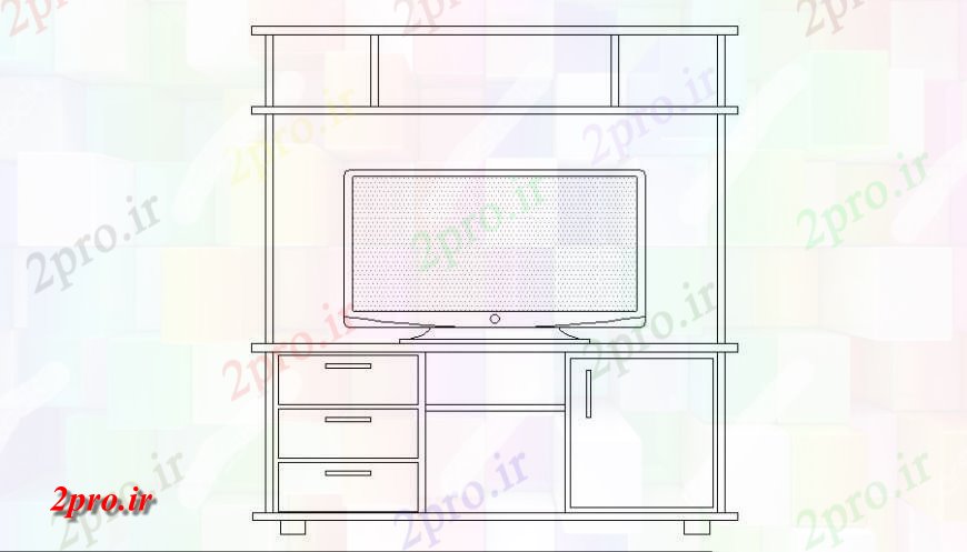 دانلود نقشه بلوک مبلمان سینمای خانگی مقابل کابینه تلویزیون ال سی دی در   خودکار (کد114872)