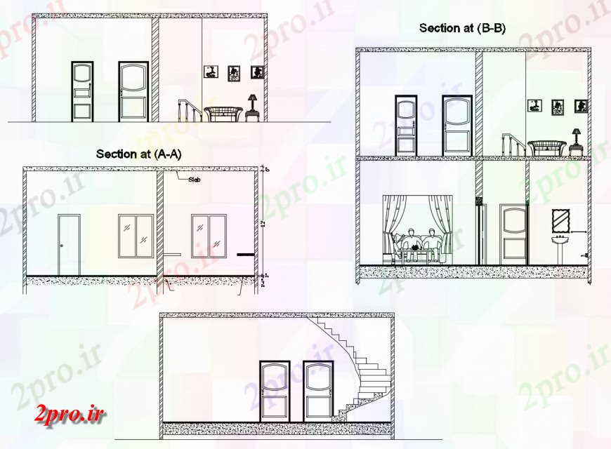 دانلود نقشه مسکونی ، ویلایی ، آپارتمان House تمام بخش طرفه 8 در 15 متر (کد114898)