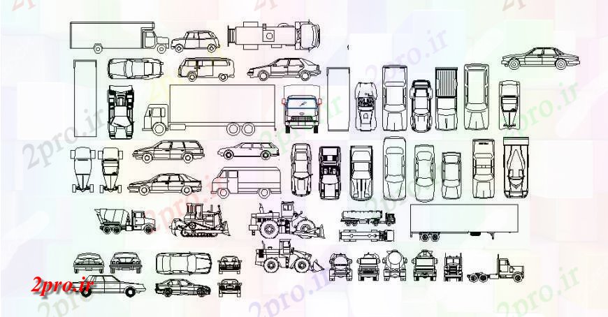 دانلود نقشه بلوک های حمل و نقل اتومبیل های متعدد، حمل و نقل و بلوک های وسیله نقلیه  سنگین  (کد114920)