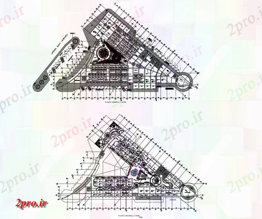 دانلود نقشه هایپر مارکت - مرکز خرید - فروشگاه سان مارتین بازار عرضه طبقه توزیع طراحی جزئیات 71 در 96 متر (کد114933)