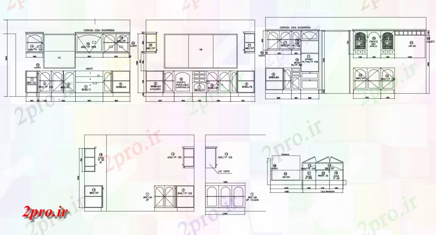 دانلود نقشه آشپزخانه آشپزخانه بخش، برنامه ریزی و مبلمان  (کد114946)