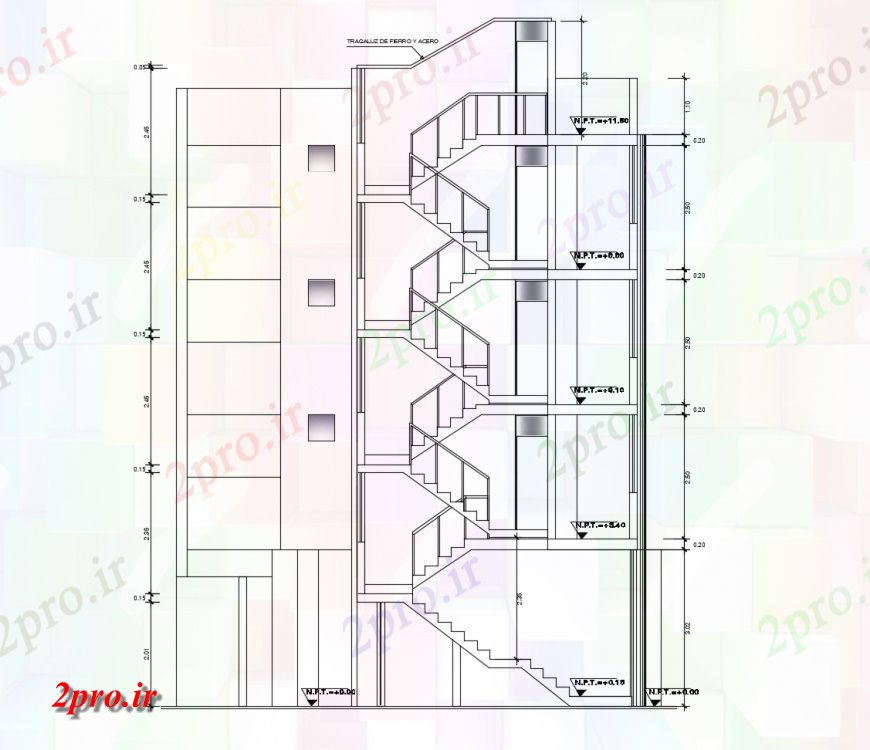 دانلود نقشه مسکونی ، ویلایی ، آپارتمان نما جزئیات طراحی مقطعی از آپارتمان چند طبقه ساخت 11 در 13 متر (کد114951)