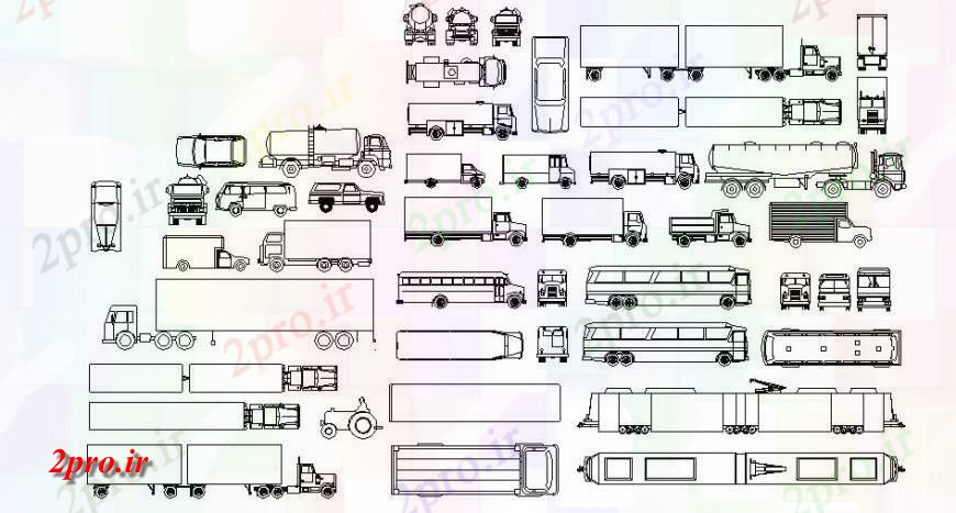 دانلود نقشه بلوک های حمل و نقل وسایل نقلیه  حمل و نقل چند دو بعدی  بلوک طراحی جزئیات  (کد114964)