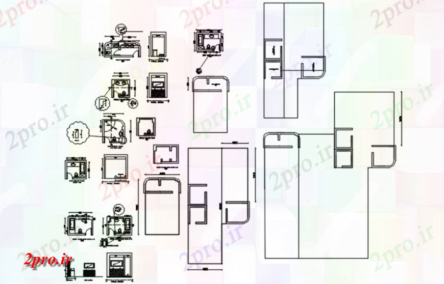 دانلود نقشه حمام مستر توالت جزئیات دو بعدی 2 در 5 متر (کد115000)