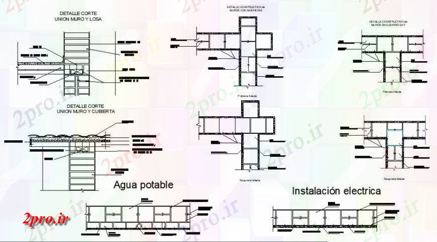 دانلود نقشه جزئیات ساخت و ساز دیوار جزئیات مفاصل و دیوار جزئیات ساخت و ساز در خودکار 15 در 32 متر (کد115021)