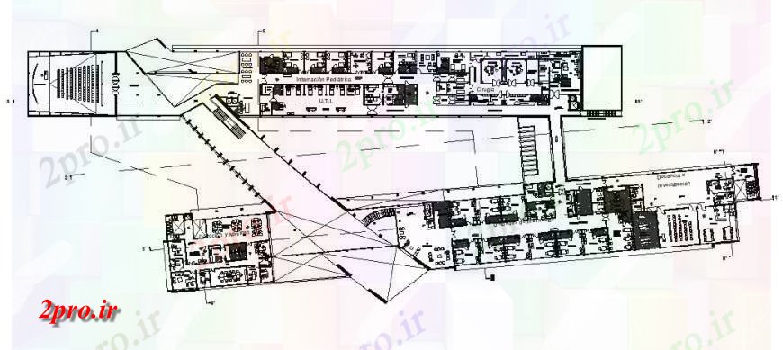 دانلود نقشه بیمارستان - درمانگاه - کلینیک طرحی بالا از بیمارستان در خودکار 13 در 136 متر (کد115027)