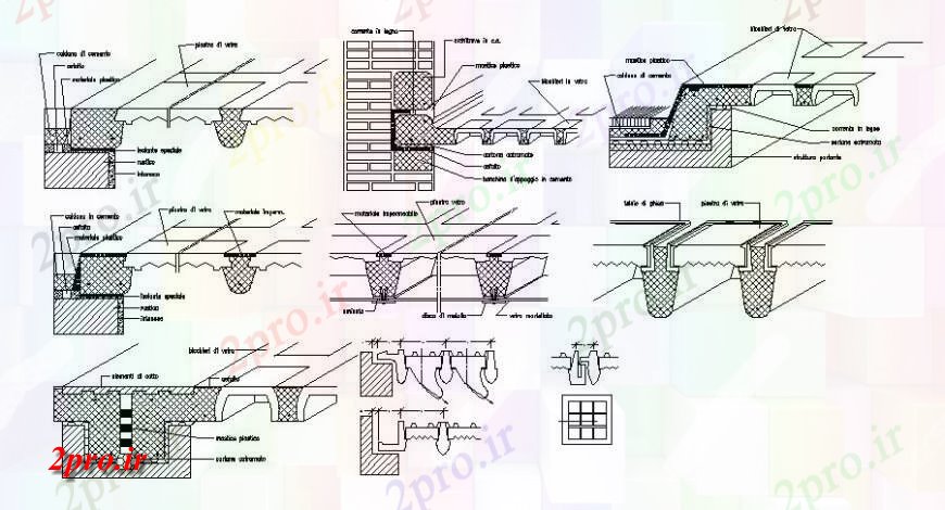 دانلود نقشه طراحی جزئیات ساختار دیوار سنگ تراشی آجر و واحدهای ساختاری  (کد115050)