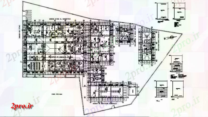 دانلود نقشه بیمارستان - درمانگاه - کلینیک طرحی بیمارستان کوتاه با جزئیات 19 در 32 متر (کد115054)