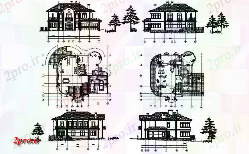 دانلود نقشه مسکونی  ، ویلایی ، آپارتمان   نما خانههای ویلایی و طرحی  (کد115117)