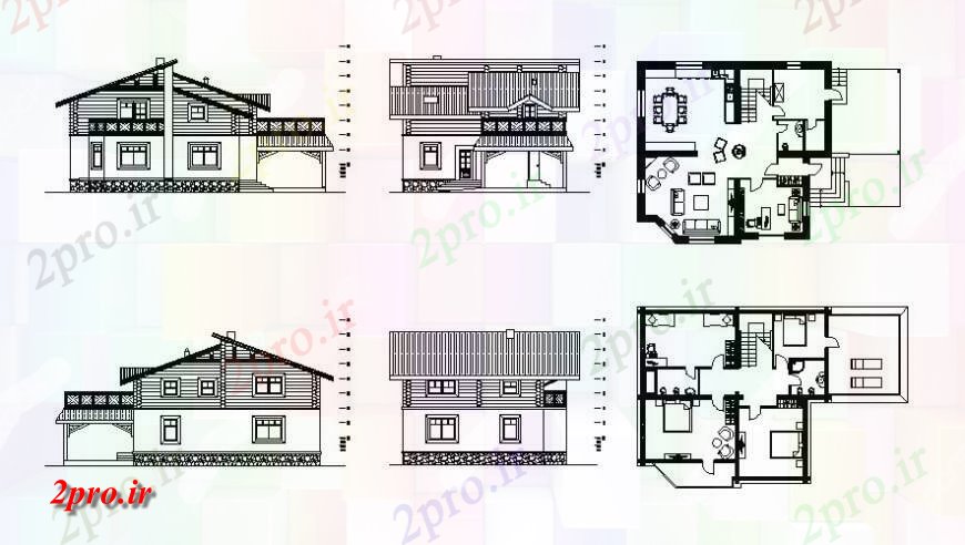 دانلود نقشه مسکونی ، ویلایی ، آپارتمان مسکونی نما طرحی خانه و بخش 12 در 13 متر (کد115123)