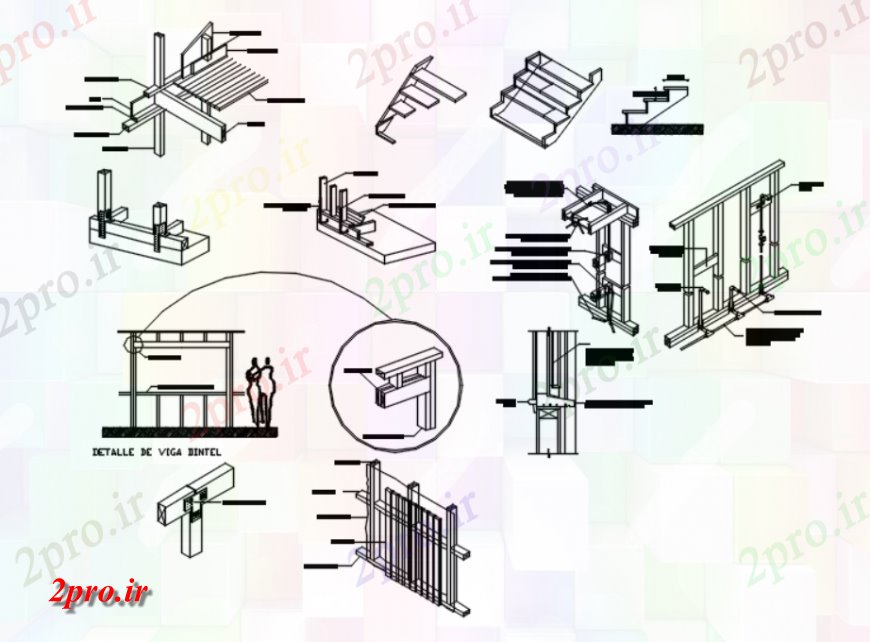 دانلود نقشه طراحی جزئیات ساختار  از دو بعدی  چوب جزئیات  (کد115124)