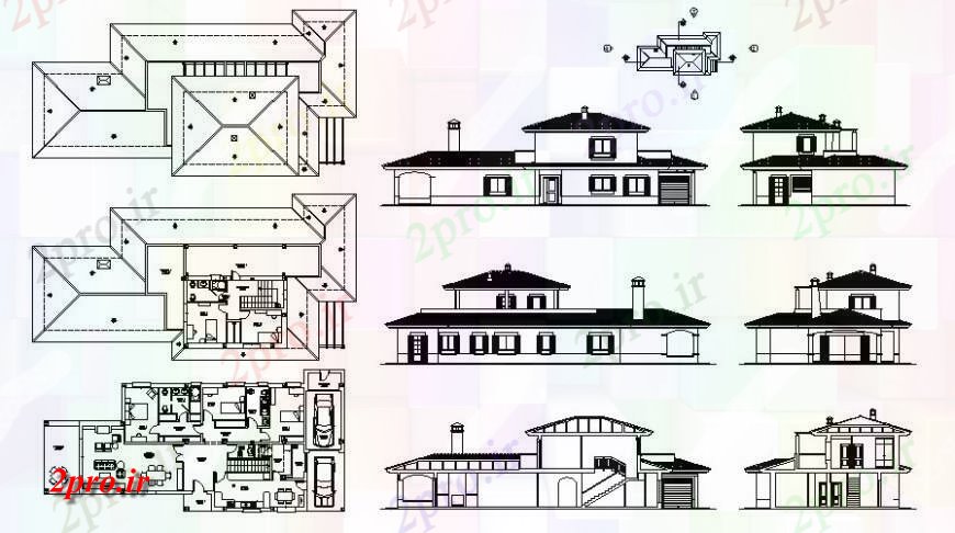 دانلود نقشه مسکونی ، ویلایی ، آپارتمان مسکونی ویلا دو بعدی 11 در 23 متر (کد115128)