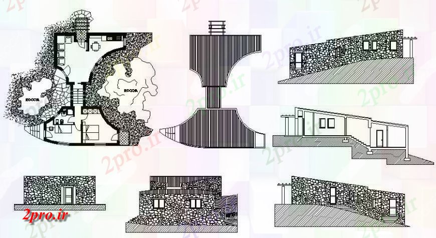 دانلود نقشه مسکونی ، ویلایی ، آپارتمان معماری از خانه دو بعدی 9 در 13 متر (کد115134)