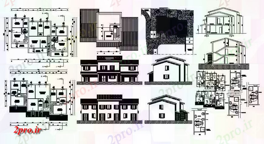 دانلود نقشه مسکونی  ، ویلایی ، آپارتمان   واحدهای مسکونی جزئیات  دو بعدی  (کد115140)