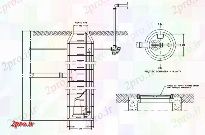 دانلود نقشه طراحی جزئیات ساختار  پمپاژ خوبی جزئیات  (کد115153)