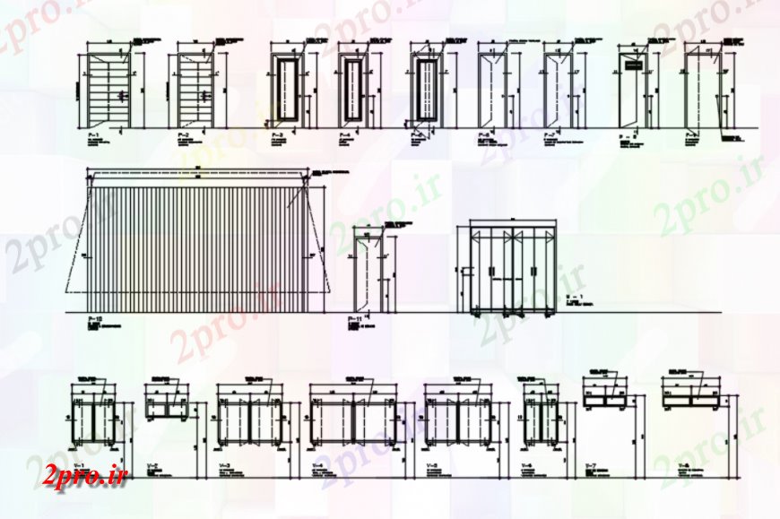 دانلود نقشه جزئیات طراحی در و پنجره   از جزئیات دو بعدی  درب پنجره (کد115170)