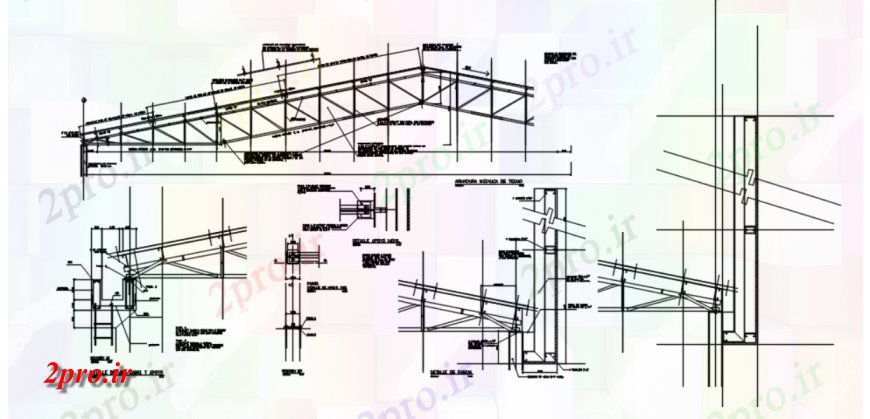 دانلود نقشه طراحی جزئیات ساختار  سقف فلزی جزئیات  (کد115192)