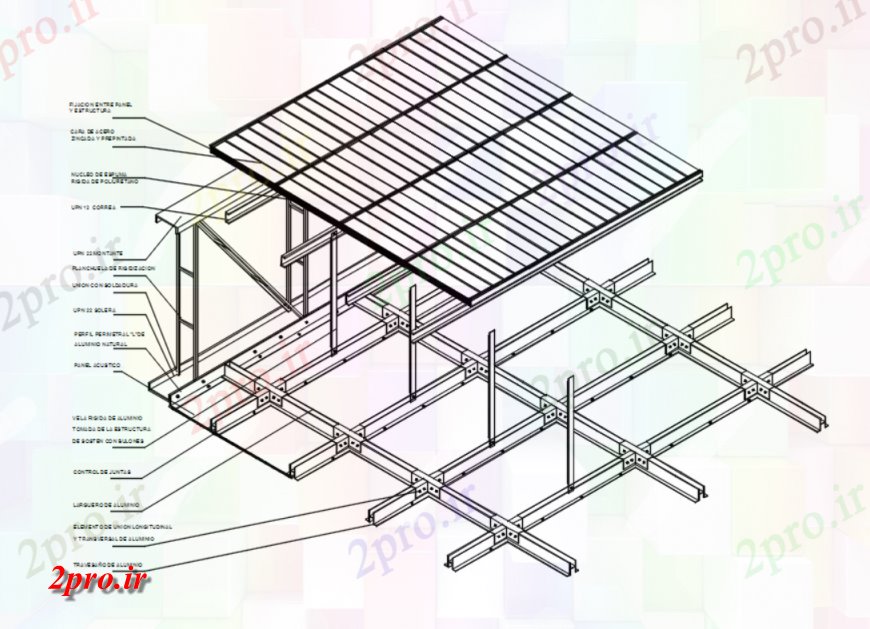 دانلود نقشه طراحی جزئیات ساختار طراحی سیستم سقف های کاذب با ورق  (کد115193)