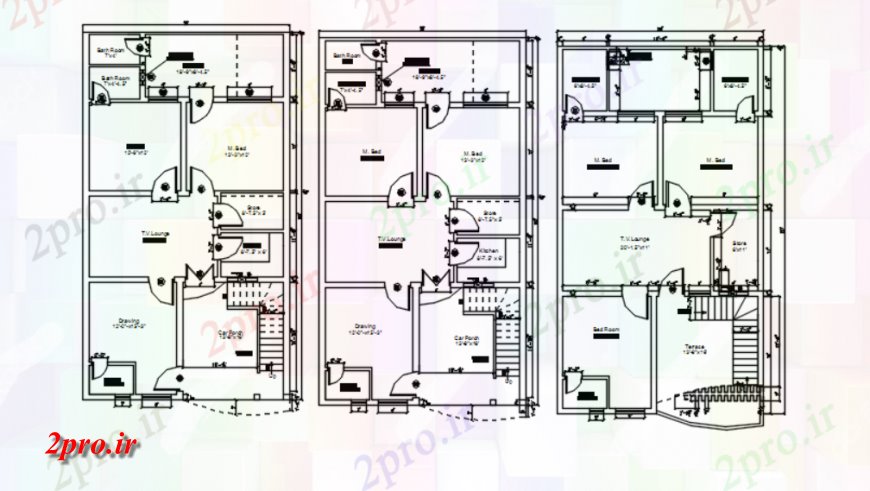 دانلود نقشه مسکونی ، ویلایی ، آپارتمان از مارلا خانه نهایی دو بعدی بلوک 8 در 15 متر (کد115205)