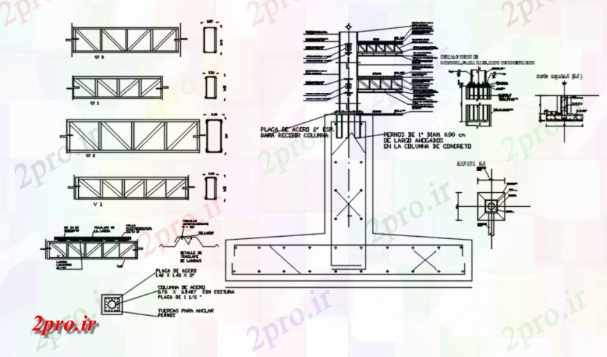 دانلود نقشه جزئیات ستون جزئیات ساخت و ساز ستون جزئیات  (کد115223)