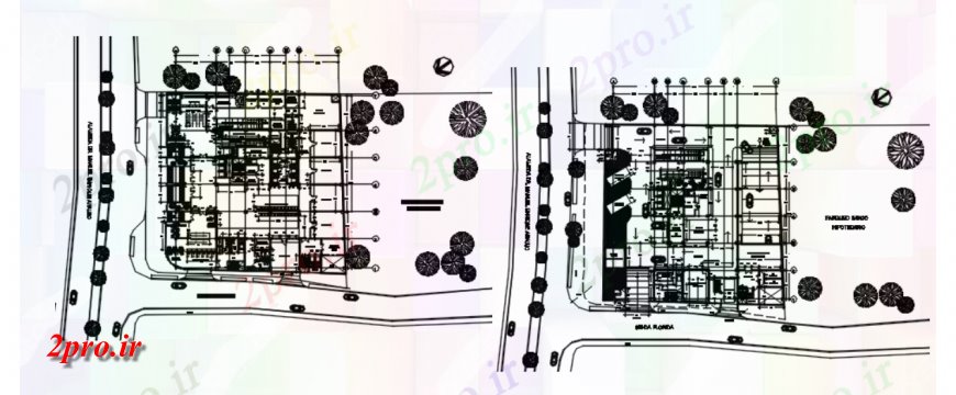 دانلود نقشه ساختمان اداری - تجاری - صنعتی از مرکز دفتر 52 در 54 متر (کد115226)