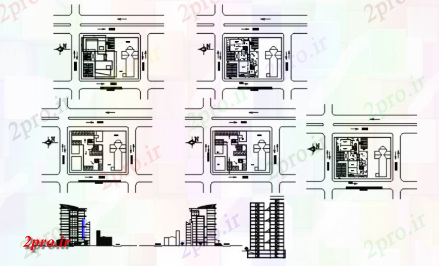 دانلود نقشه ساختمان اداری - تجاری - صنعتی واحد برج اداری 11 در 14 متر (کد115271)