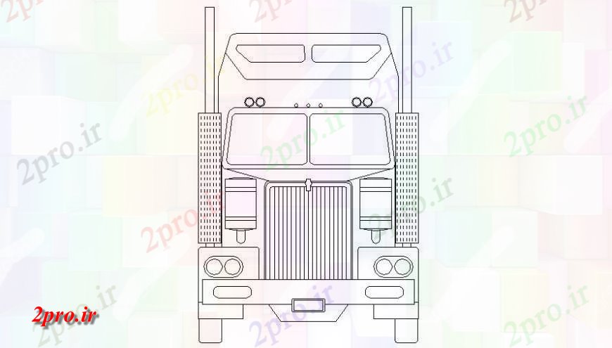 دانلود نقشه بلوک های حمل و نقل جزئیات کامیون پر  دو بعدی   نما  سنگین (کد115322)
