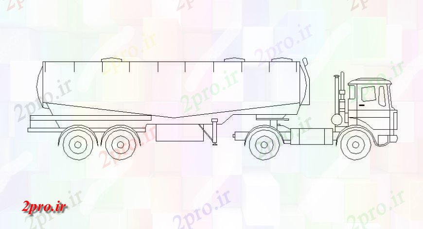 دانلود نقشه بلوک های حمل و نقل طراحی های کامیون در حال بارگذاری  دو بعدی   نما  (کد115328)