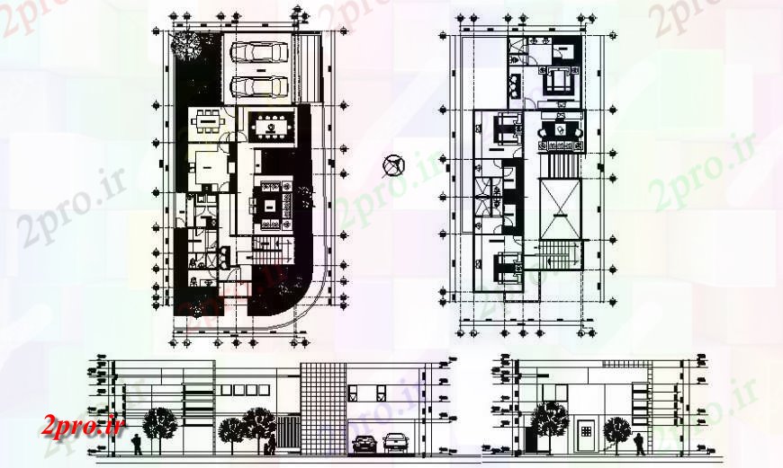 دانلود نقشه مسکونی ، ویلایی ، آپارتمان طرحی طبقه از خانه و نما 10 در 22 متر (کد115450)