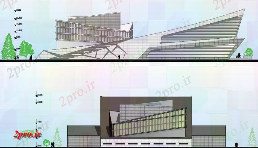 دانلود نقشه ساختمان اداری - تجاری - صنعتی دو بعدی از ساختمان های تجاری طراحی مرکز 62 در 77 متر (کد115454)