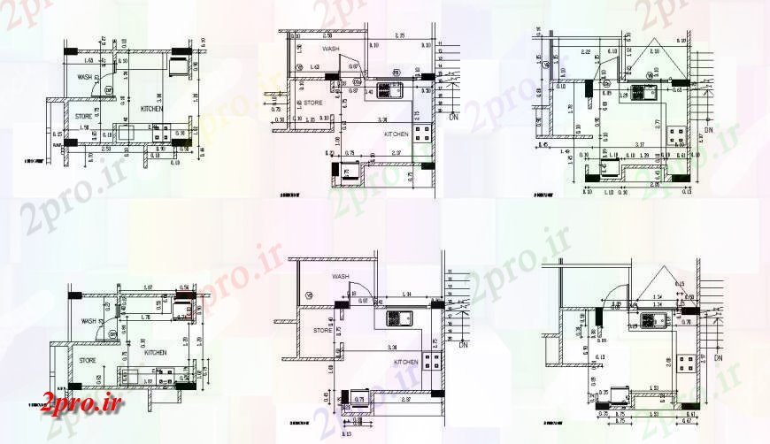 دانلود نقشه آشپزخانه  آشپزخانه واحد دو بعدی   بلوک (کد115501)