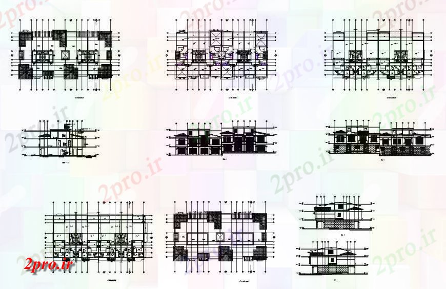 دانلود نقشه مسکونی  ، ویلایی ، آپارتمان  طراحی از خانه شهری جزئیات  (کد115507)