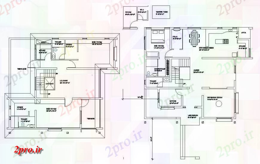 دانلود نقشه مسکونی  ، ویلایی ، آپارتمان   خانه 3bhk  بلوک (کد115531)