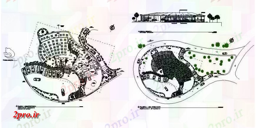 دانلود نقشه هتل - رستوران - اقامتگاه طرحی طبقه و نما منطقه رستوران 38 در 39 متر (کد115553)