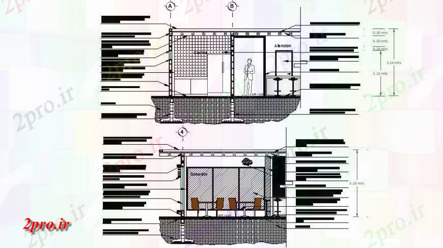 دانلود نقشه طراحی جزئیات ساختار  ساختار نما از سطح کافی نت و بخش دیدگاه  (کد115558)