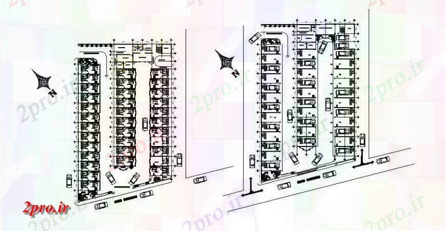 دانلود نقشه هتل - رستوران - اقامتگاه هتل پارکینگ و اتاق خواب طرحی طبقه 20 در 28 متر (کد115586)