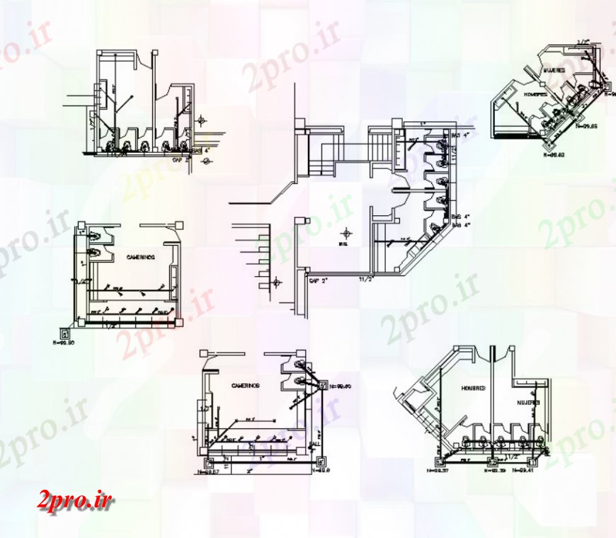 دانلود نقشه جزئیات لوله کشی از جزئیات سالن بزرگ دادگاه دو 43 در 58 متر (کد115595)