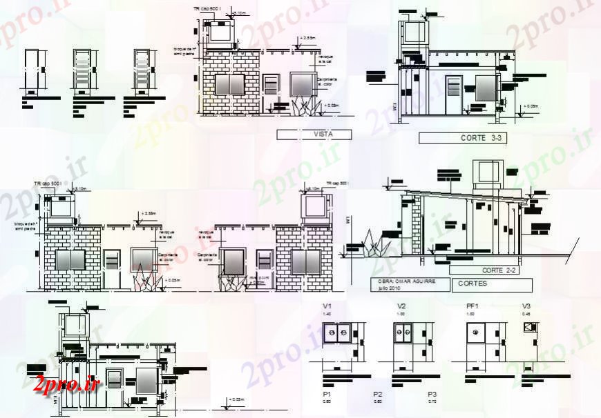 دانلود نقشه مسکونی ، ویلایی ، آپارتمان طرحی خانه اتاق یک نفره جزئیات 6 در 6 متر (کد115626)