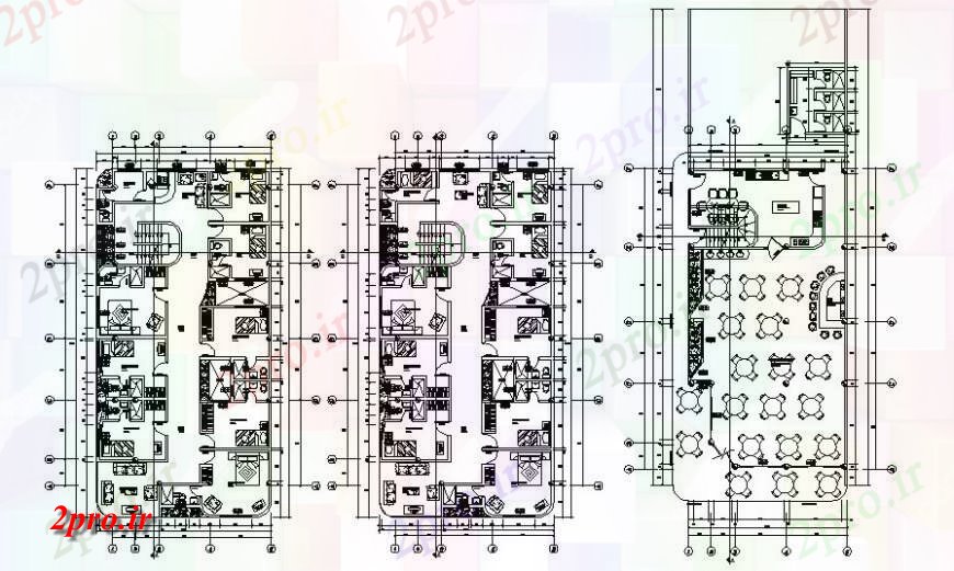 دانلود نقشه هتل - رستوران - اقامتگاه رستوران طرحی جزئیات کف بنا 11 در 22 متر (کد115657)