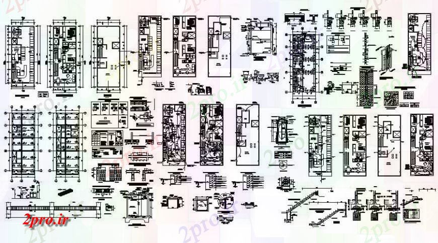 دانلود نقشه نمایشگاه ; فروشگاه - مرکز خرید فروشگاه جزئیات طرحی طبقه کار 6 در 15 متر (کد115662)